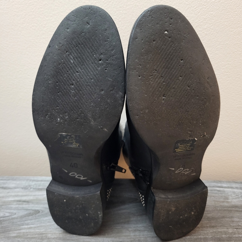 Stelle Monelle Studded Black Leather Ankle Boots Size 40 - Picture 10 of 13